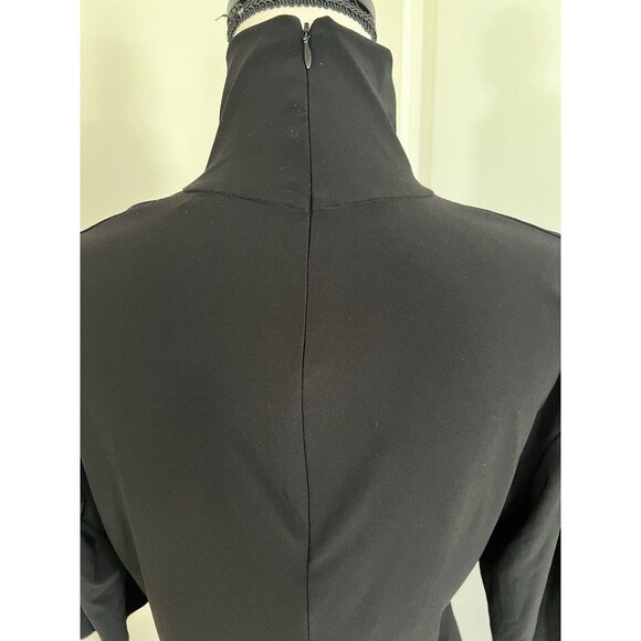 Norman Kamali Black Short Sleeve Mock Neck Blouse Sz XL EUC - Picture 4 of 8